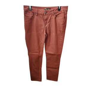 PRANA KARA‎ Organic Cotton Red Patterned Ankle Skinny Jeans